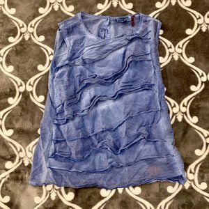 Parasuco Denim Legend Blue Silk Cotton Frill Tops